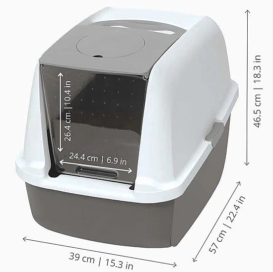 Catit Hooded Cat Litter Box Large - Grey - 2