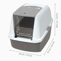 Catit Hooded Cat Litter Box Large - Grey - Thumbnail