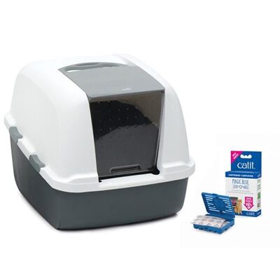 Catit Magic Blue Filtresiz Jumbo Kedi Tuvaleti 57 x 46,5 x 50 Cm ( Gri - Beyaz )