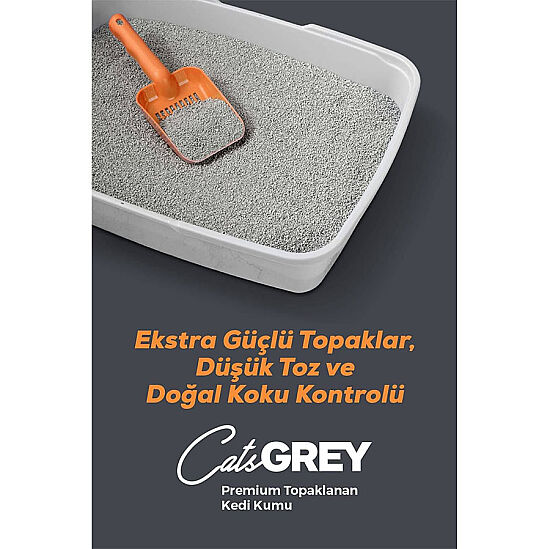 Cats Grey Vanilya Aromalı Bentonit Topaklanan Kedi Kumu 16 Kg - 2