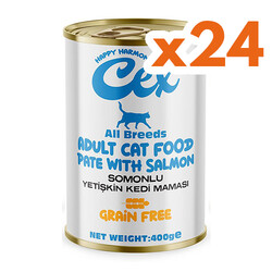 Cex - Cex Somonlu Yetişkin Tahılsız Kedi Konservesi 400 gr x 24 Adet