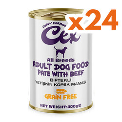 Cex - Cex Biftekli Yetişkin Tahılsız Köpek Konservesi 400 gr x 24 Adet
