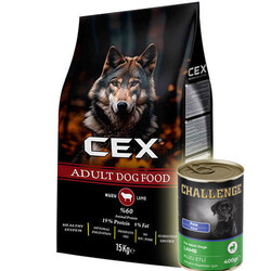 Cex - Cex Kuzu Etli Yetişkin Köpek Maması 15 Kg + 5 Adet 400 Gr Challenge Kuzu Konserve