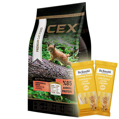 Cex Premium Kitten Tavuk Etli Yavru Kedi Maması 15 Kg + 2 Adet Dr Sacchi 4 lü Creamy Ödül