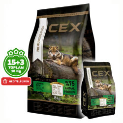 Cex Premium Kuzulu Köpek Maması 15 Kg + 3 Kg (Toplam 18 Kg) - Cex