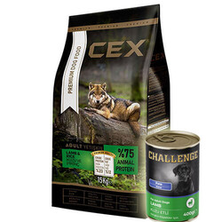 Cex - Cex Premium Kuzulu Köpek Maması 15 Kg + 5 Adet 400 Gr Challenge Kuzu Konserve