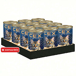 Cex Parça Etli Balıklı Kedi Konservesi 400 Gr x 12 Adet - Cex