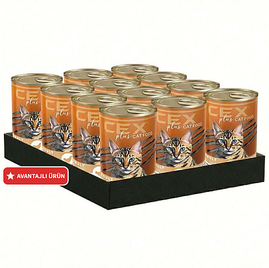 Cex Parça Etli Tavuklu Kedi Konservesi 400 Gr x 12 Adet - 1