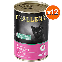 Challenge Kitten Tavuklu Yavru Kedi Konservesi 400 Gr x 12 Adet - Challenge