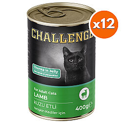 Challenge Kuzu Etli Jöle Parça Etli Kedi Konservesi 400 Gr x 12 Adet - Challenge