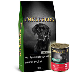 Challenge - Challenge Kuzu Etli Yetişkin Köpek Maması 15 Kg + 5 Adet Challenge 400 Gr Konserve