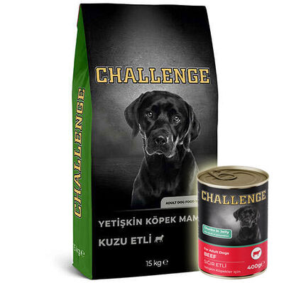 Challenge Kuzu Etli Yetişkin Köpek Maması 15 Kg + 5 Adet Challenge 400 Gr Konserve