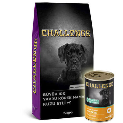 Challenge Puppy Large Breed Kuzu Etli Büyük Irk Yavru Köpek Maması 15 Kg + 5 Adet Challenge 400 Gr Konserve - 1