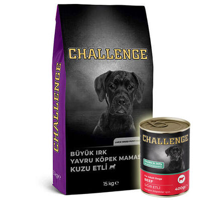 Challenge Puppy Large Breed Kuzu Etli Büyük Irk Yavru Köpek Maması 15 Kg + 5 Adet Challenge 400 Gr Konserve