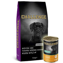 Challenge - Challenge Puppy Large Breed Kuzu Etli Büyük Irk Yavru Köpek Maması 15 Kg + 5 Adet Challenge 400 Gr Konserve