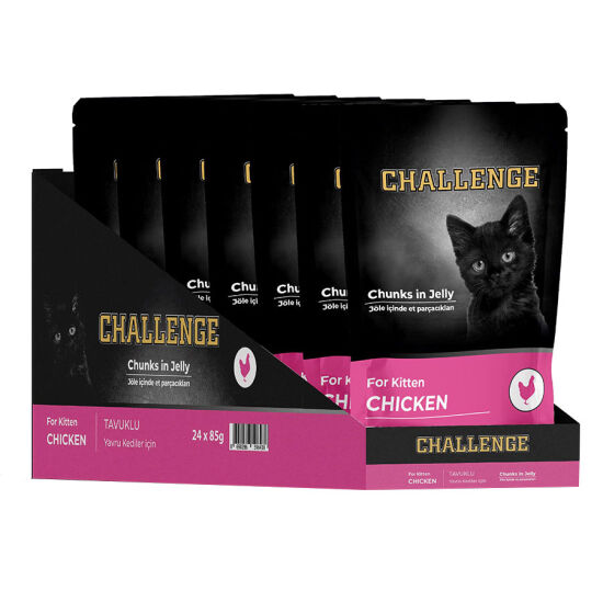 Challenge Pouch Kitten Tavuklu Yavru Kedi Yaş Maması 85 Gr x 24 Adet - 1