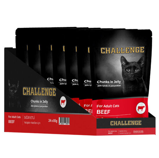 Challenge Pouch Sığır Etli Yetişkin Kedi Yaş Maması 85 Gr x 24 Adet - 1