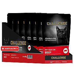Challenge Pouch Sığır Etli Yetişkin Kedi Yaş Maması 85 Gr x 24 Adet - Challenge