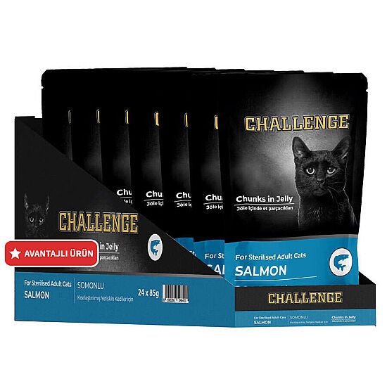 Challenge Pouch Somonlu Kısırlaştırılmış Kedi Yaş Maması 85 Gr x 24 Adet - 1