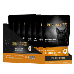 Challenge Pouch Tavuklu Ciğerli Yetişkin Kedi Yaş Maması 85 Gr x 24 Adet - Challenge