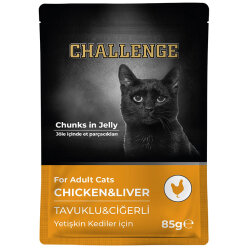 Challenge Pouch Tavuklu Ciğerli Yetişkin Kedi Yaş Maması 85 Gr - Challenge