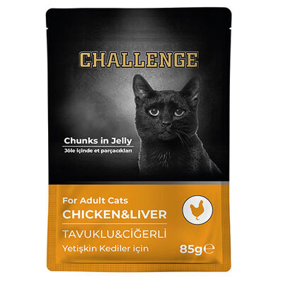 Challenge Pouch Tavuklu Ciğerli Yetişkin Kedi Yaş Maması 85 Gr