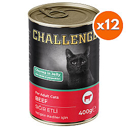 Challenge Sığır Etli Jöle Parça Etli Kedi Konservesi 400 Gr x 12 Adet - Challenge