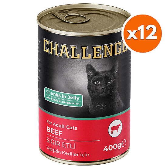 Challenge Sığır Etli Jöle Parça Etli Kedi Konservesi 400 Gr x 12 Adet - 1