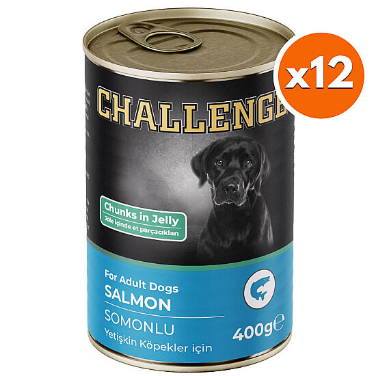 Challenge Somonlu Jöle Et Parçalı Köpek Konservesi 400 Gr x 12 Adet - 1