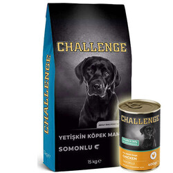 Challenge Somonlu Yetişkin Köpek Maması 15 Kg + 5 Adet Challenge 400 Gr Konserve - Challenge