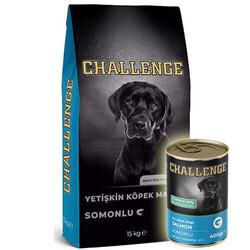 Challenge - Challenge Somonlu Yetişkin Köpek Maması 15 Kg + 5 Adet 400 Gr Challenge Somon Konserve
