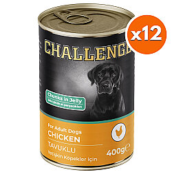 Challenge Tavuk Etli Jöle Parça Etli Köpek Konservesi 400 Gr x 12 Adet - Challenge
