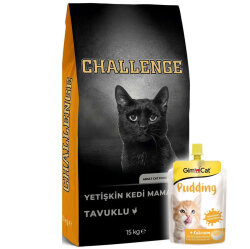 Challenge Tavuk Etli Yetişkin Kedi Maması 15 Kg + Gimcat Kedi Pudingi 150 Gr - Challenge