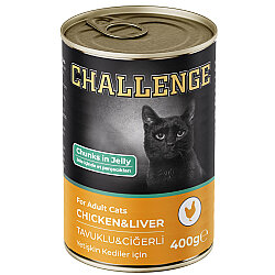 Challenge Tavuk ve Ciğerli Jöle Et Parçalı Kedi Konservesi 400 Gr x 12 Adet - 2
