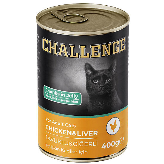 Challenge Tavuk ve Ciğerli Jöle Et Parçalı Kedi Konservesi 400 Gr x 12 Adet - 2