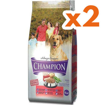 Champion Kuzu Etli ve Pirinçli Yetişkin Köpek Maması 15 Kg x 2 Adet