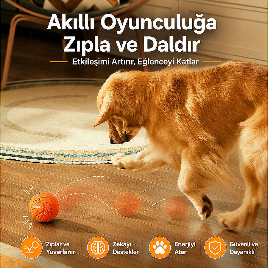 Cheerble Akıllı İnteraktif Köpek Oyuncağı - Turuncu 7 Cm - Köpek
