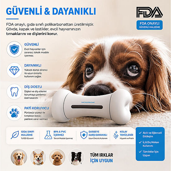 Cheerble Akıllı Kemik Güvenli ve Dayanıklı Otomatik İnteraktif Oyuncak 20 x 10 x 8 Cm - 6