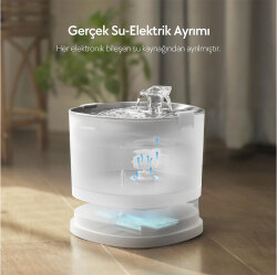 Cheerble E1+ Çelik Hazneli Şarjlı Otomatik Kedi Su Pınarı 2 Lt - 22 X 20 X 18 Cm - 4
