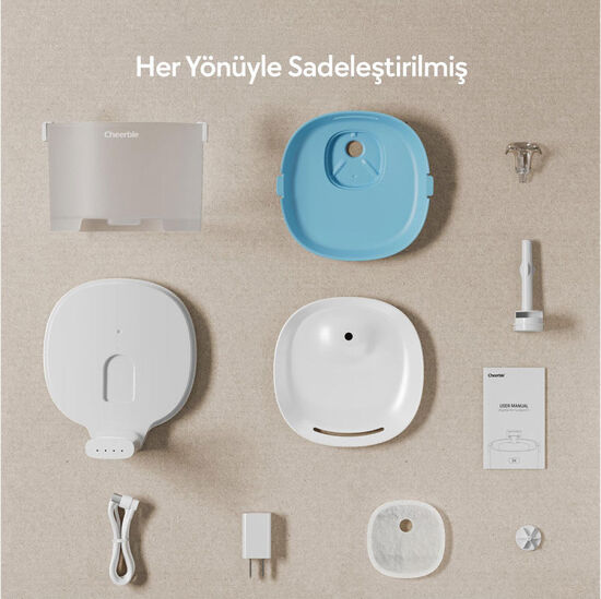 Cheerble E1 Plastik Hazneli Otomatik Kedi Su Pınarı 22 X 20 X 18, 2lt - 7