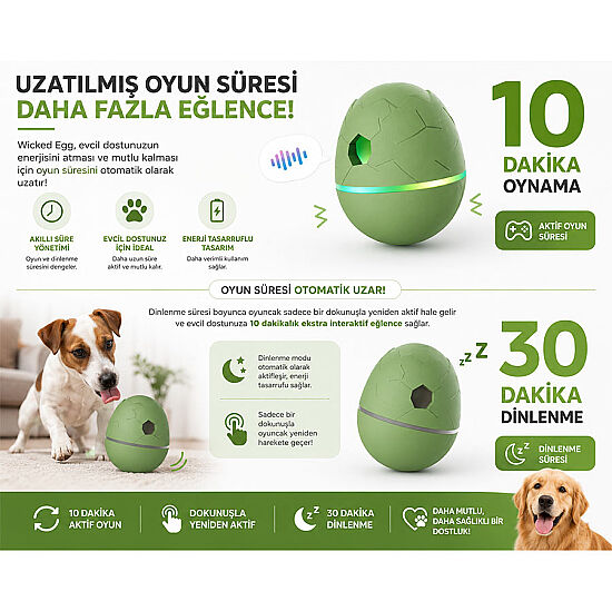 Cheerble Şarjlı Akıllı İneraktif Kedi & Köpek Yumurta Oyuncağı Yeşil 8 x 8 x 10 Cm - 6