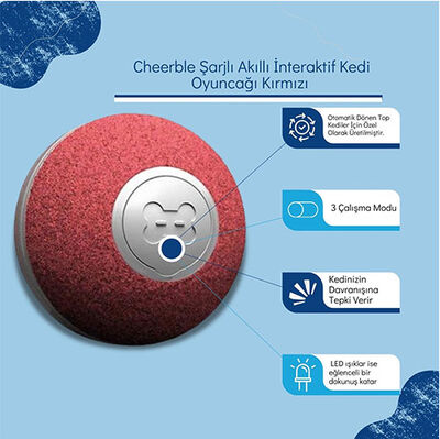 Cheerble Şarjlı Akıllı İneraktif Kedi Oyun Topu - Kırmızı 4 Cm Cheerble Şarjlı Akıllı İneraktif Kedi Oyun Topu - Kırmızı 4 Cm