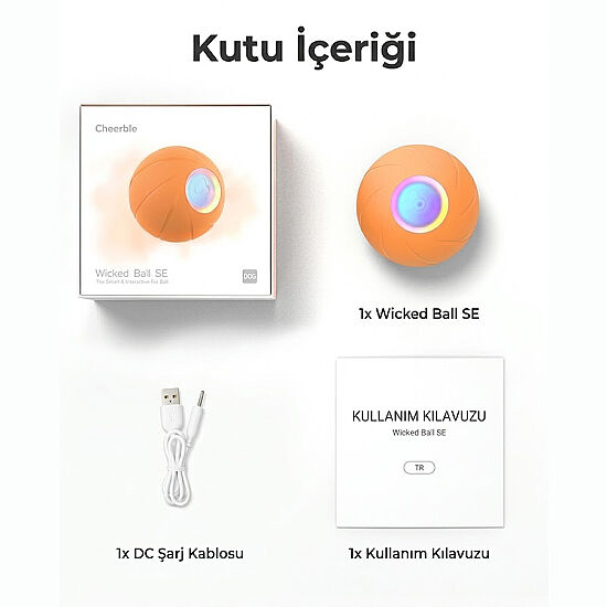 Cheerble Şarjlı Akıllı İneraktif Köpek Oyun Topu - Turuncu 5.5 Cm - 4