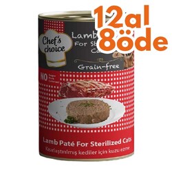 Chefs Choice Pate Kuzu Etli Kısırlaştırılmış Tahılsız Kedi Konservesi 400 Gr - 12 Al 8 Öde - Chefs Choice