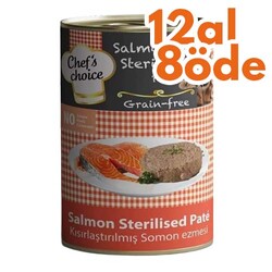 Chefs Choice Pate Salmon Kısırlaştırılmış Tahılsız Kedi Konservesi 400 Gr - 12 Al 8 Öde - Chefs Choice