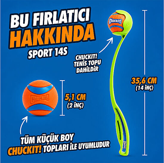 Chuckit Sport 14 S Launcher Küçük Boy Top Fırlatıcı + (Tenis Topu) - 11