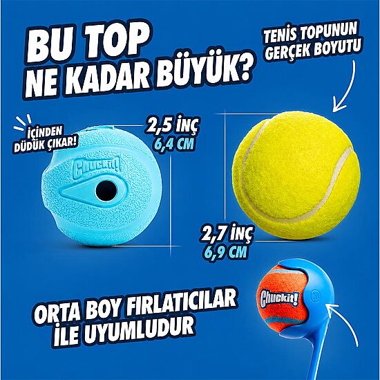 Chuckit The Whistler 2 li Köpek Oyun Topu (Orta Boy) - 3
