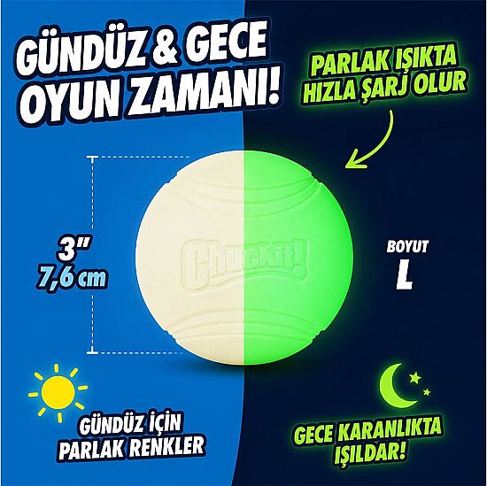 Chuckit Max Glow Gece Parlayan Köpek Oyun Topu (Büyük Boy) - 2