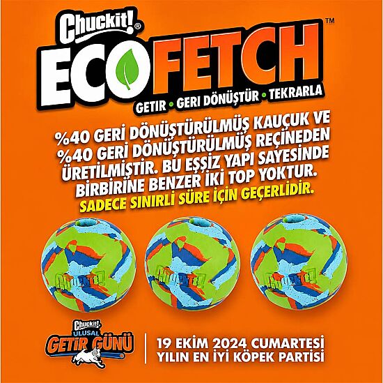 Chuckit Eco Fetch Ball Doğa Dostu Köpek Oyun Topu (Orta Boy) - 5