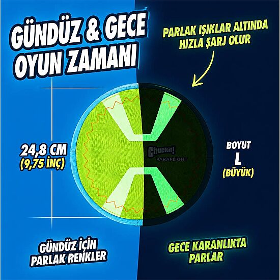 Chuckit Paraflight Max Glow Gece Parlayan Frizbi (Büyük Boy) - 5